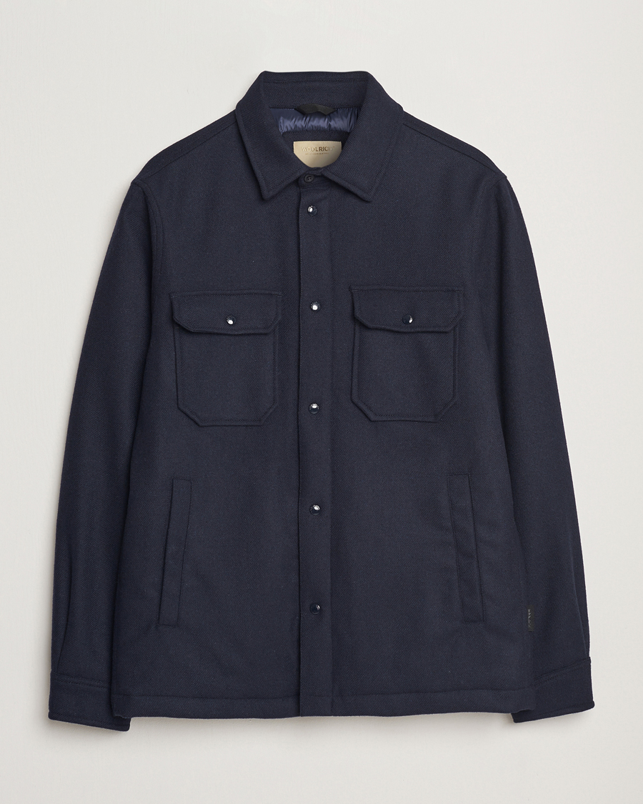 Homme | Manteaux Et Vestes | Woolrich | Alaskan Melton Wool Overshirt Melton Blue