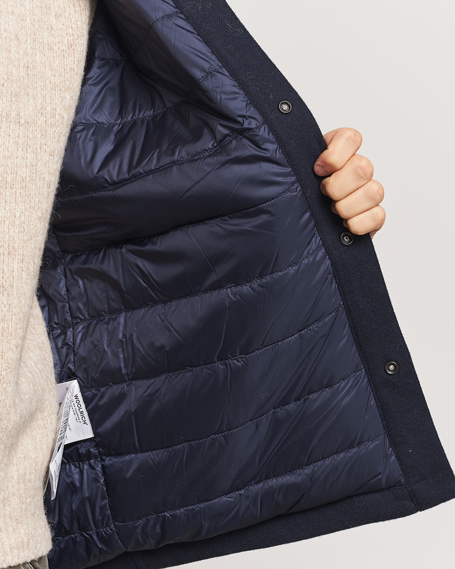 Homme | Manteaux Et Vestes | Woolrich | Alaskan Melton Wool Overshirt Melton Blue