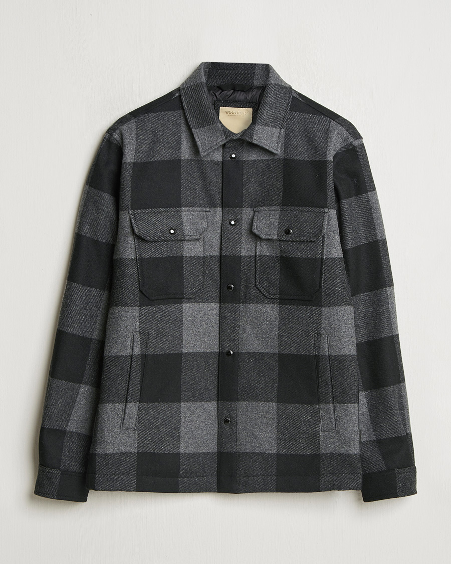 Homme | Manteaux Et Vestes | Woolrich | Alaskan Melton Wool Overshirt Charcoal Buffalo
