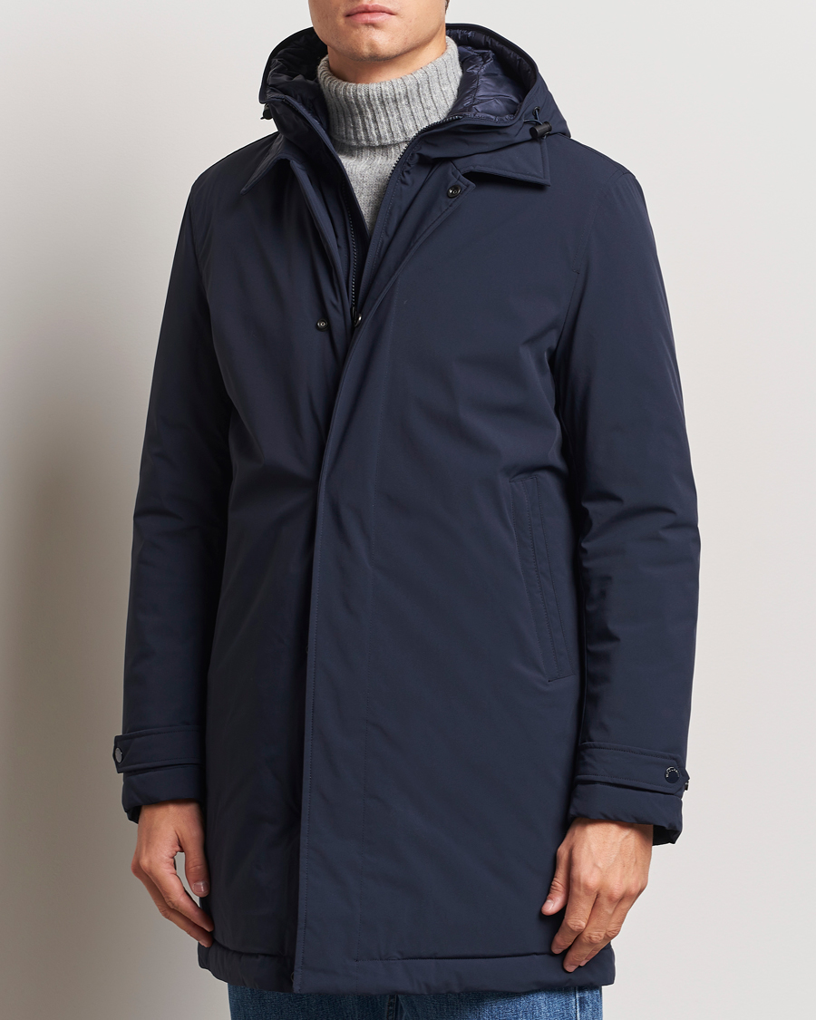 Homme | Manteaux Et Vestes | Woolrich | Stretch 2 in 1 Padded Waterproof Carcoat Melton Blue