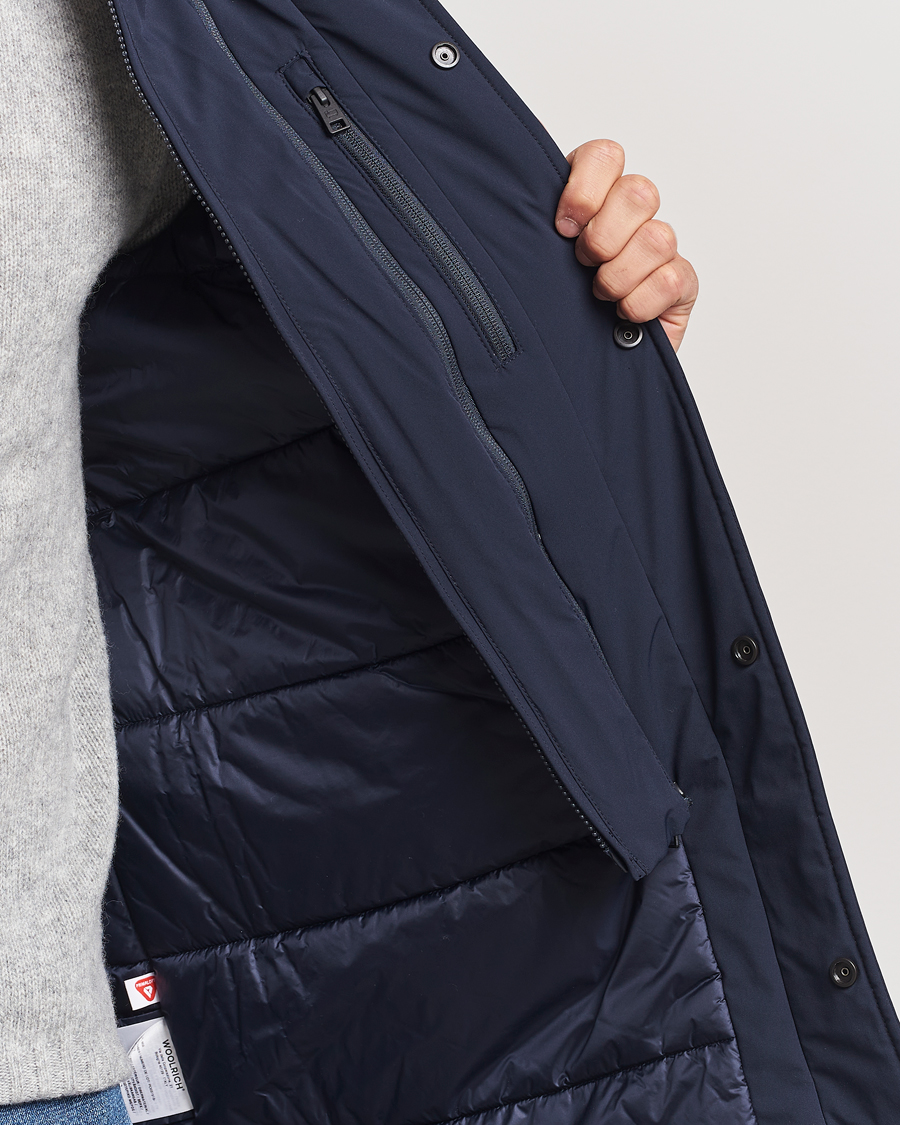 Homme | Manteaux Et Vestes | Woolrich | Stretch 2 in 1 Padded Waterproof Carcoat Melton Blue