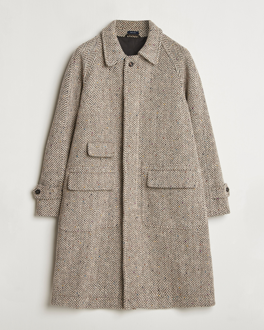 Homme | Manteaux Et Vestes | Drake's | Herringbone Tweed Raglan Coat Oat Fleck