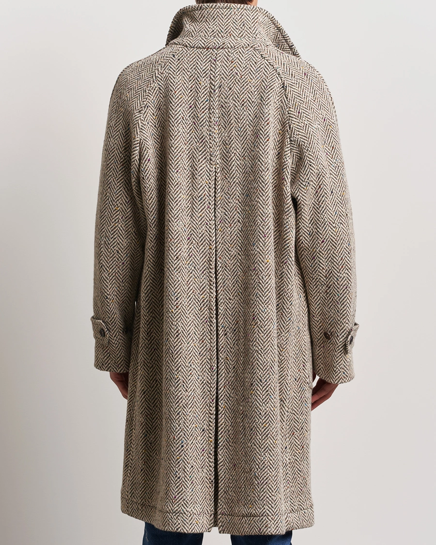 Homme | Manteaux Et Vestes | Drake's | Herringbone Tweed Raglan Coat Oat Fleck