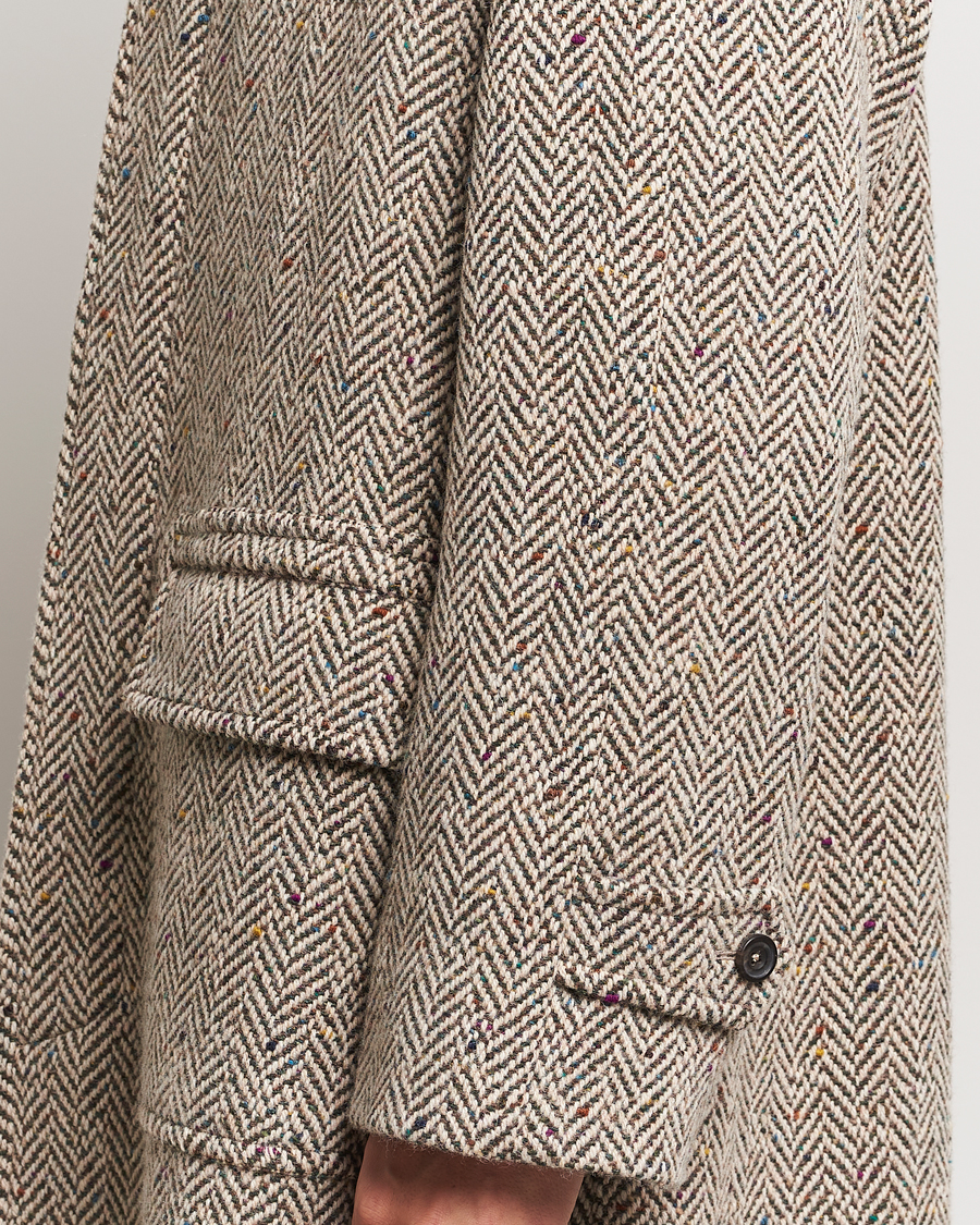 Homme | Manteaux Et Vestes | Drake's | Herringbone Tweed Raglan Coat Oat Fleck