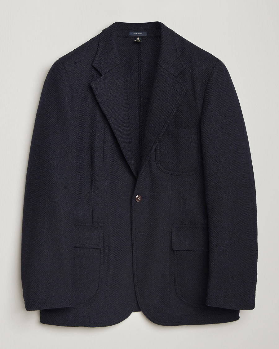 Homme | Blazers | Drake's | MKVII Harris Tweed Blazer Navy