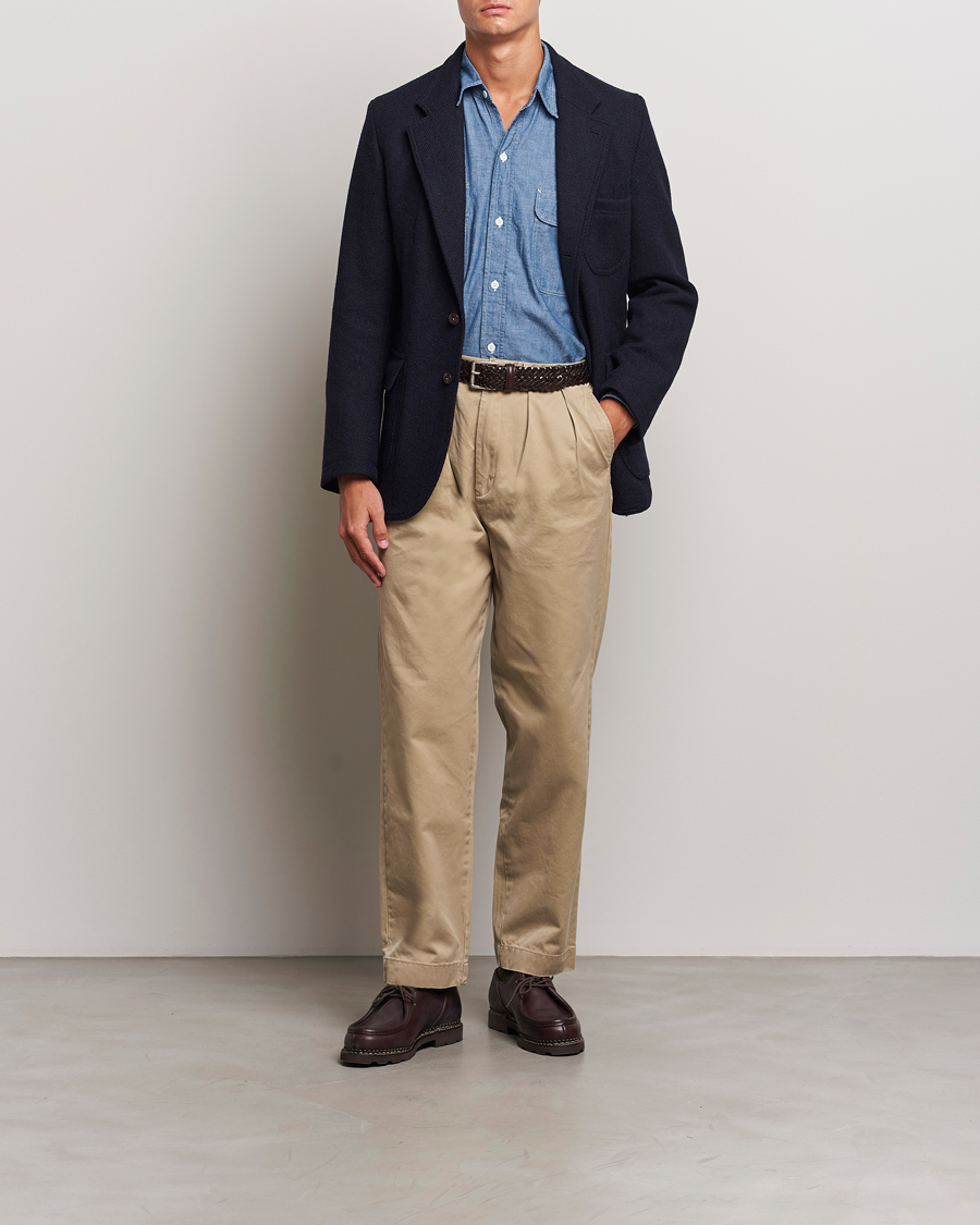 Homme | Blazers | Drake's | MKVII Harris Tweed Blazer Navy