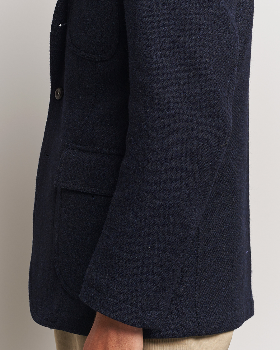 Homme | Blazers | Drake's | MKVII Harris Tweed Blazer Navy