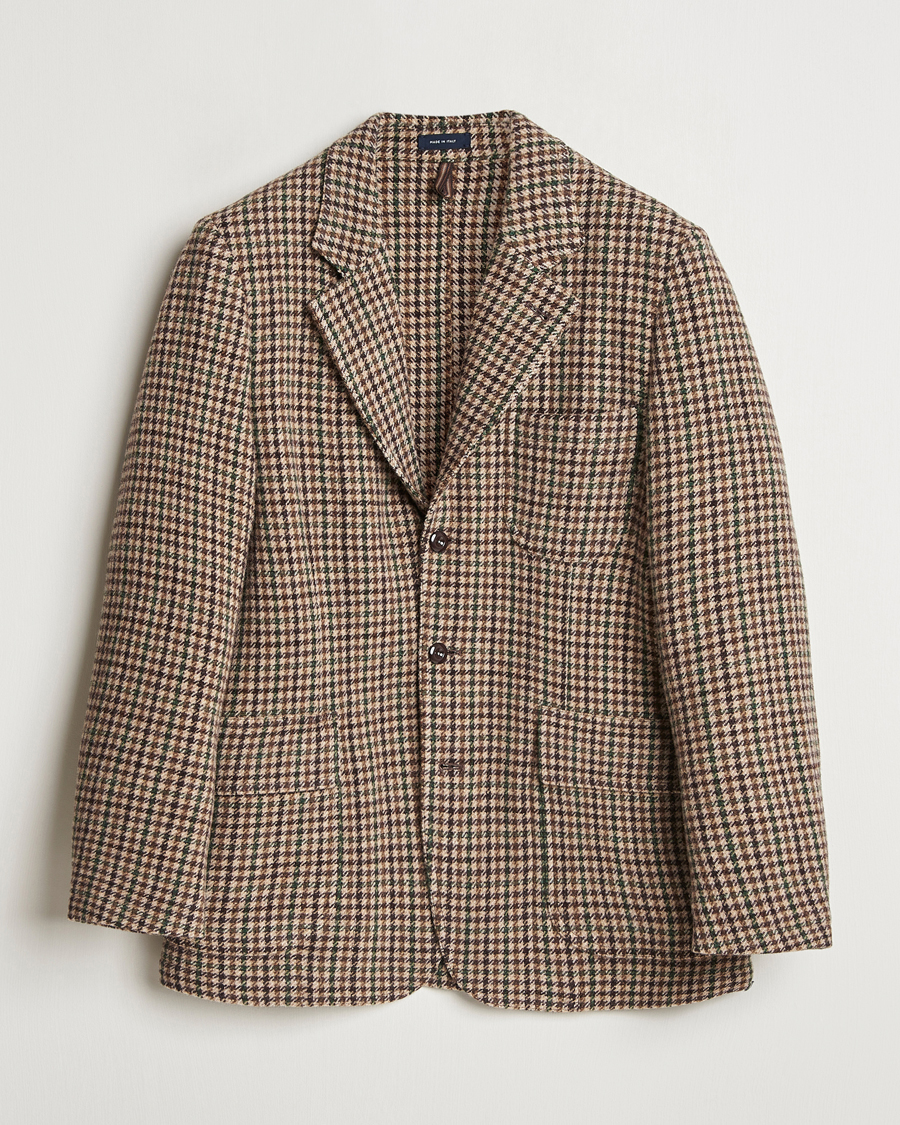 Homme | Blazers | Drake's | MKVII Gun Check Tweed Blazer Brown