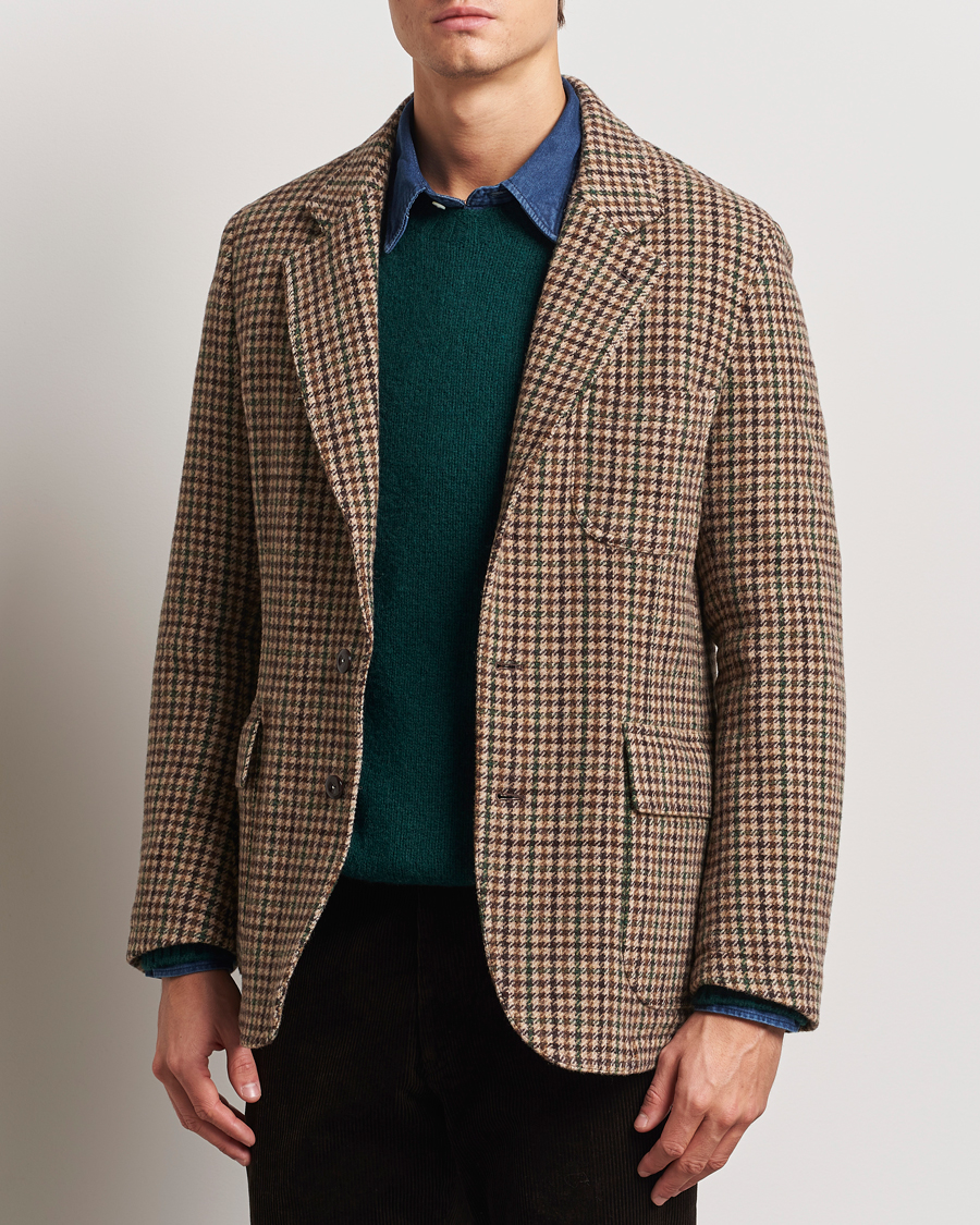 Homme | Blazers | Drake's | MKVII Gun Check Tweed Blazer Brown