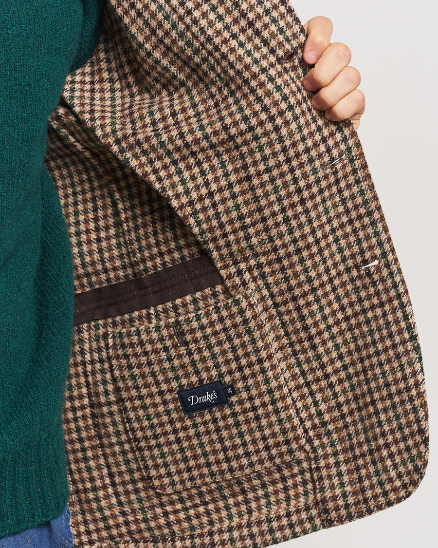 Homme | Blazers | Drake's | MKVII Gun Check Tweed Blazer Brown