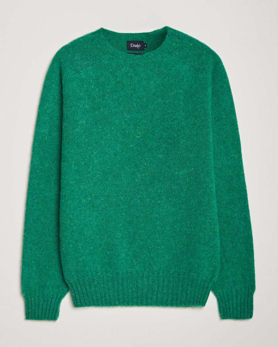 Homme | Pulls Et Tricots | Drake's | Brushed Shetland Crew Pixie Green