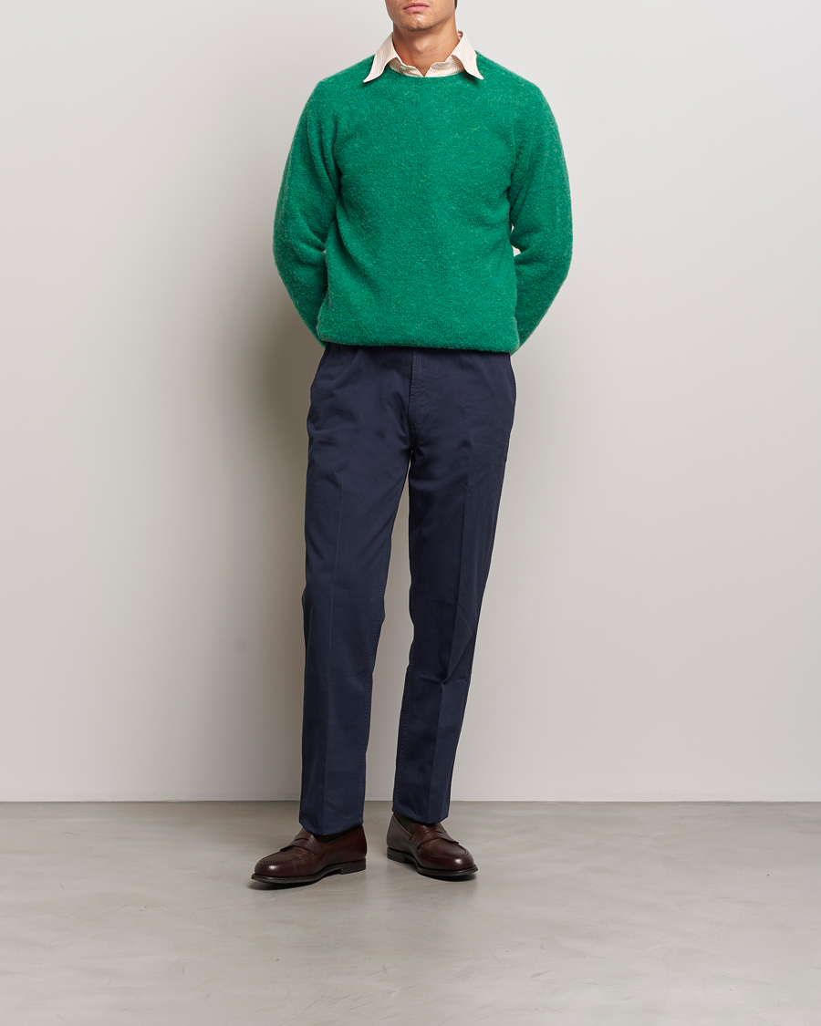 Homme | Pulls Et Tricots | Drake's | Brushed Shetland Crew Pixie Green