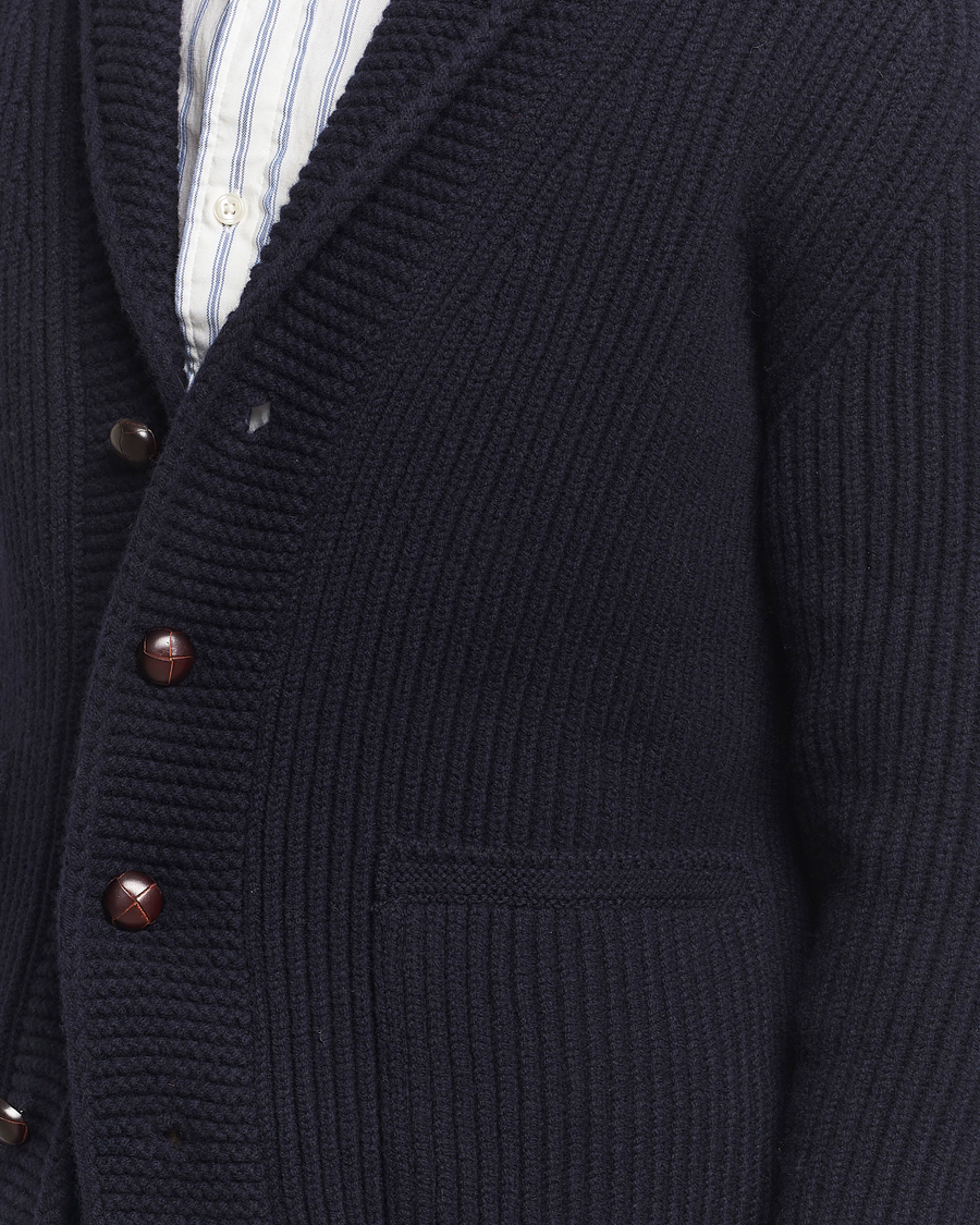 Homme | Pulls Et Tricots | Drake's | Lambswool 6-Ply Shawl Collar Cardigan Navy