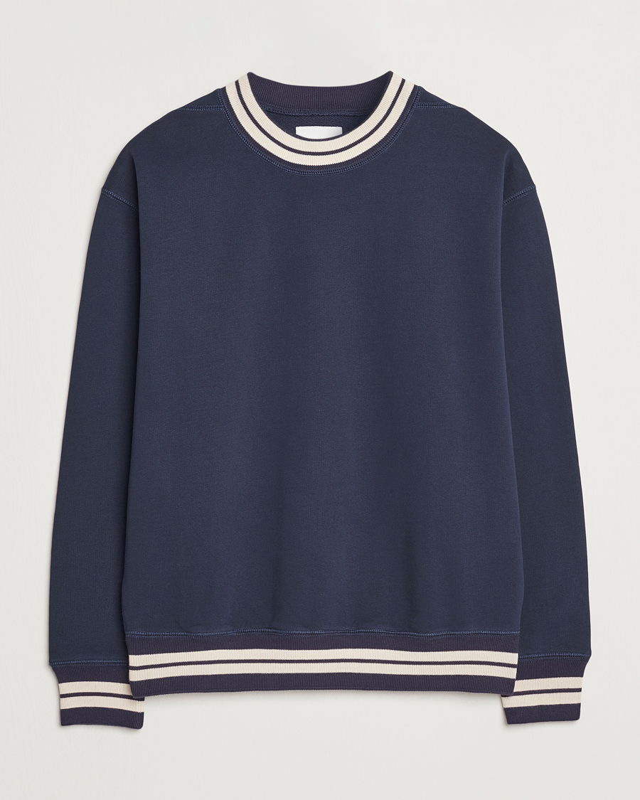 Homme | Pulls Et Tricots | Drake's | Striped Rib Sweatshirt Navy