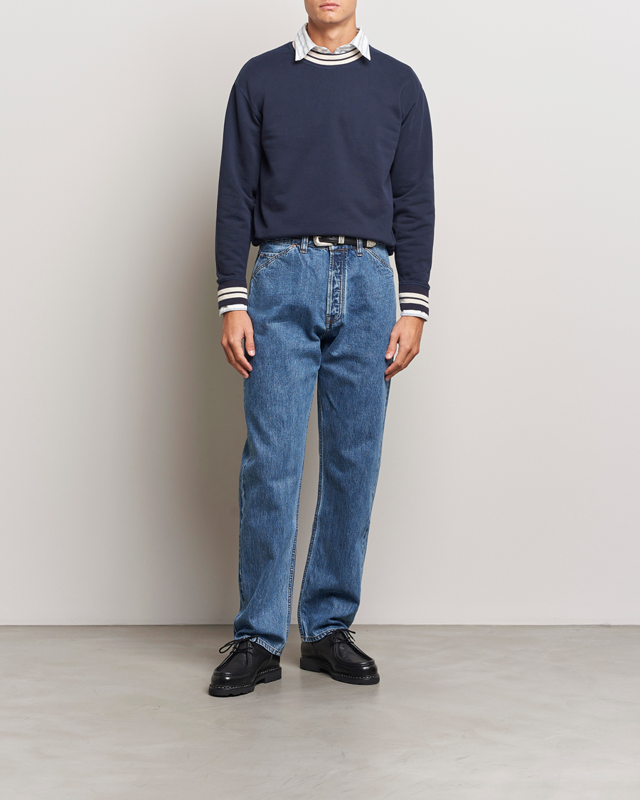 Homme | Pulls Et Tricots | Drake's | Striped Rib Sweatshirt Navy