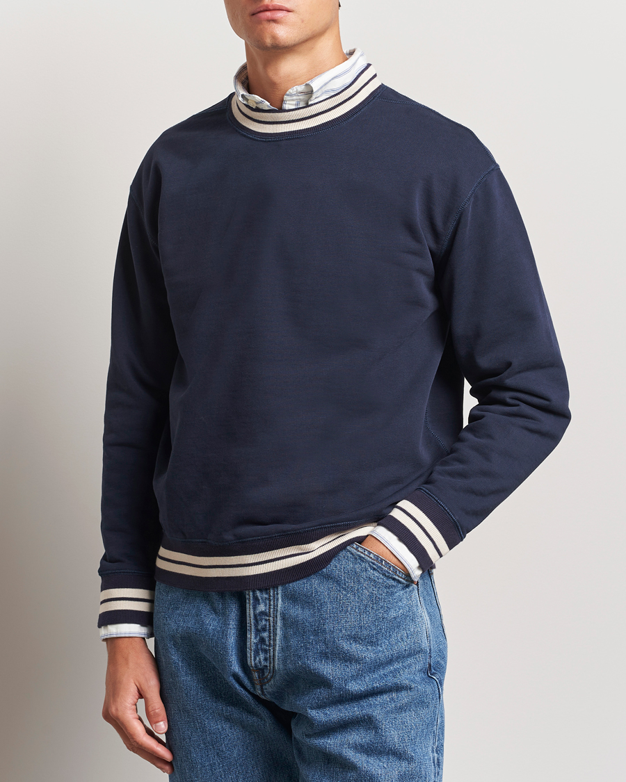 Homme | Pulls Et Tricots | Drake's | Striped Rib Sweatshirt Navy