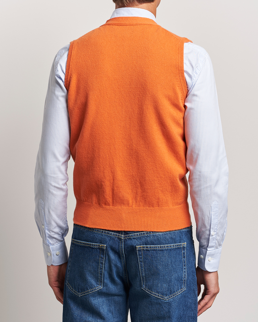 Homme | Pulls Et Tricots | Drake's | Lambswool Vest Cardigan Orange