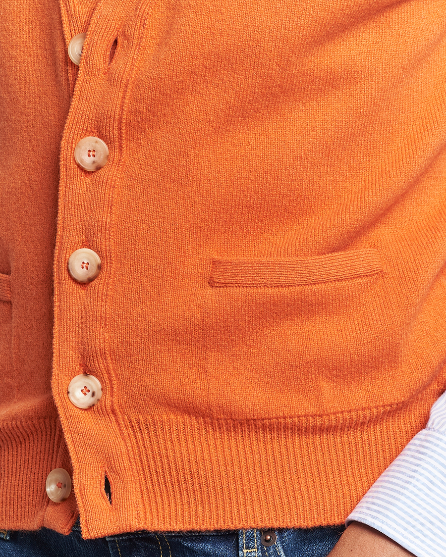 Homme | Pulls Et Tricots | Drake's | Lambswool Vest Cardigan Orange