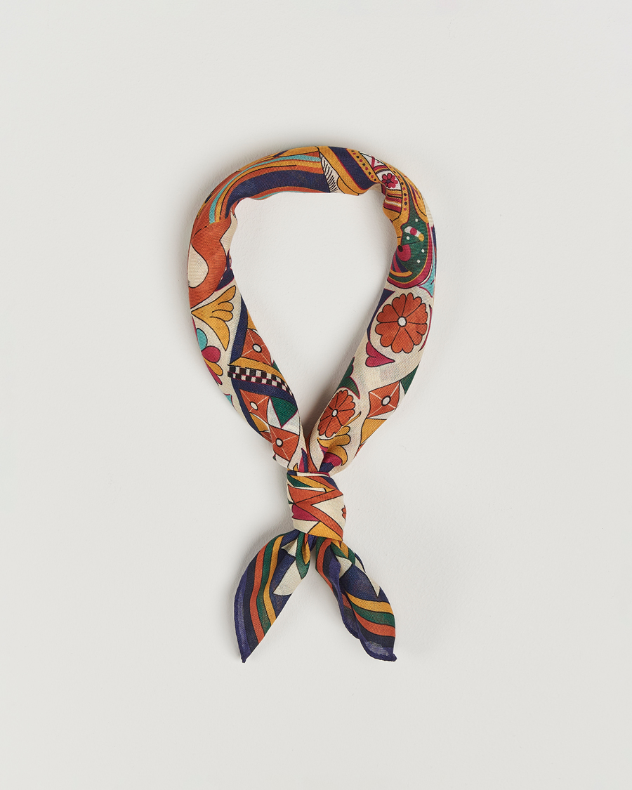 Homme | Drake's Maharaja Print Wool/Silk Bandana Navy/Yellow | Drake's | Maharaja Print Wool/Silk Bandana Navy/Yellow