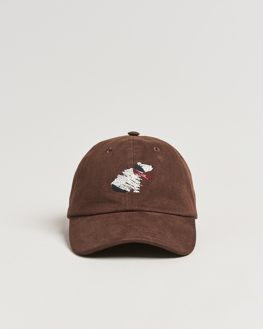 Homme | Drake's Embroidered Dog Heavy Twill Cap Brown | Drake's | Embroidered Dog Heavy Twill Cap Brown