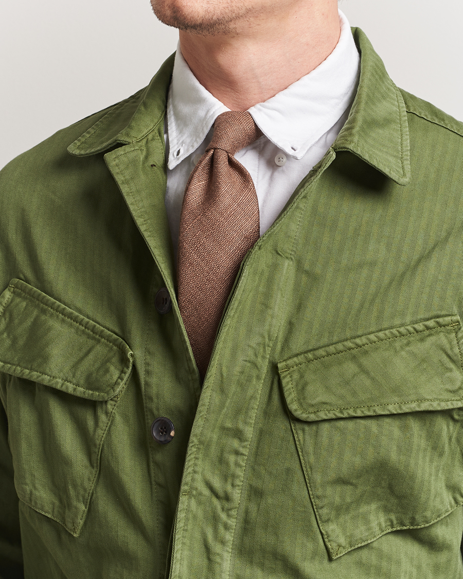 Homme | Cravates | Drake's | Drake'sSilk Tussah Handrolled TieCoffee