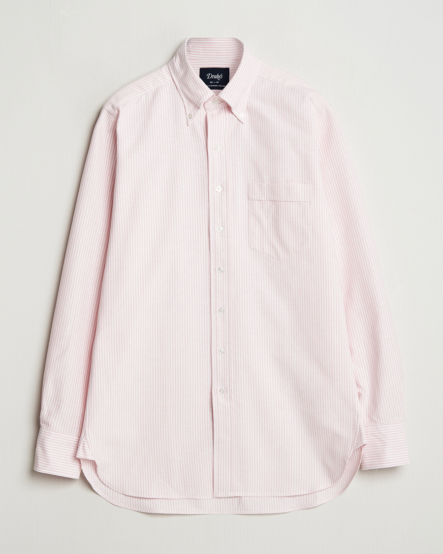 Homme | Chemises | Drake's | Striped Button Down Oxford Shirt Pink