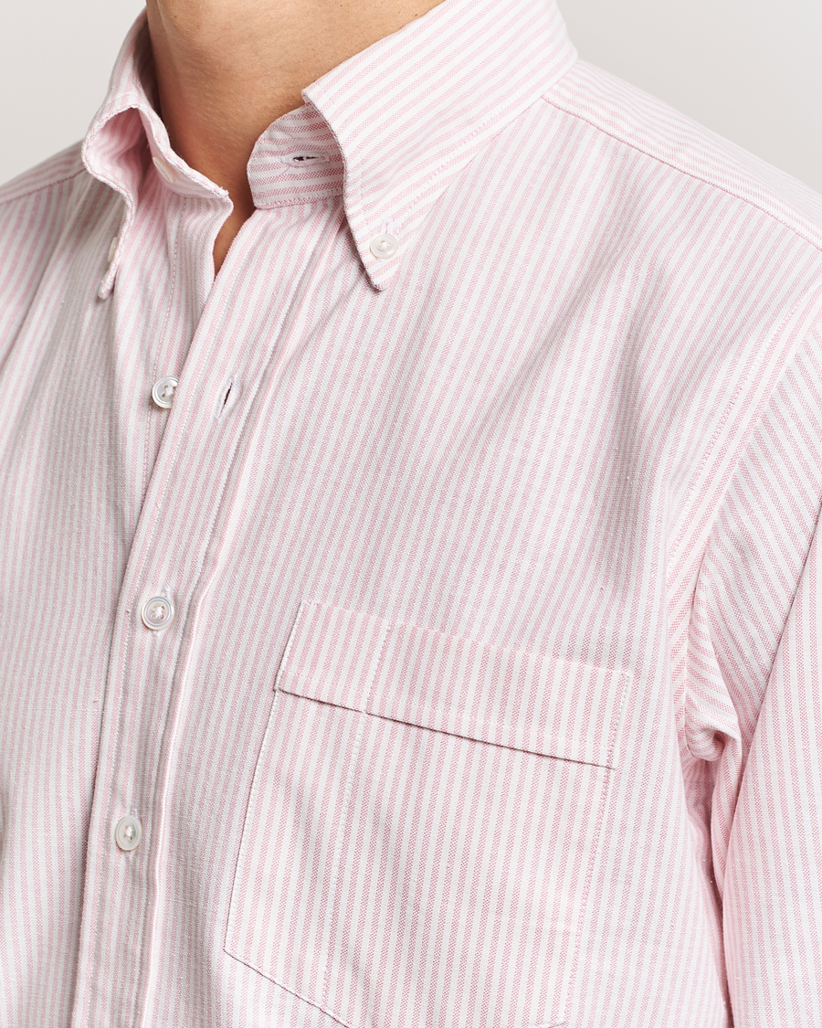 Homme | Chemises | Drake's | Striped Button Down Oxford Shirt Pink