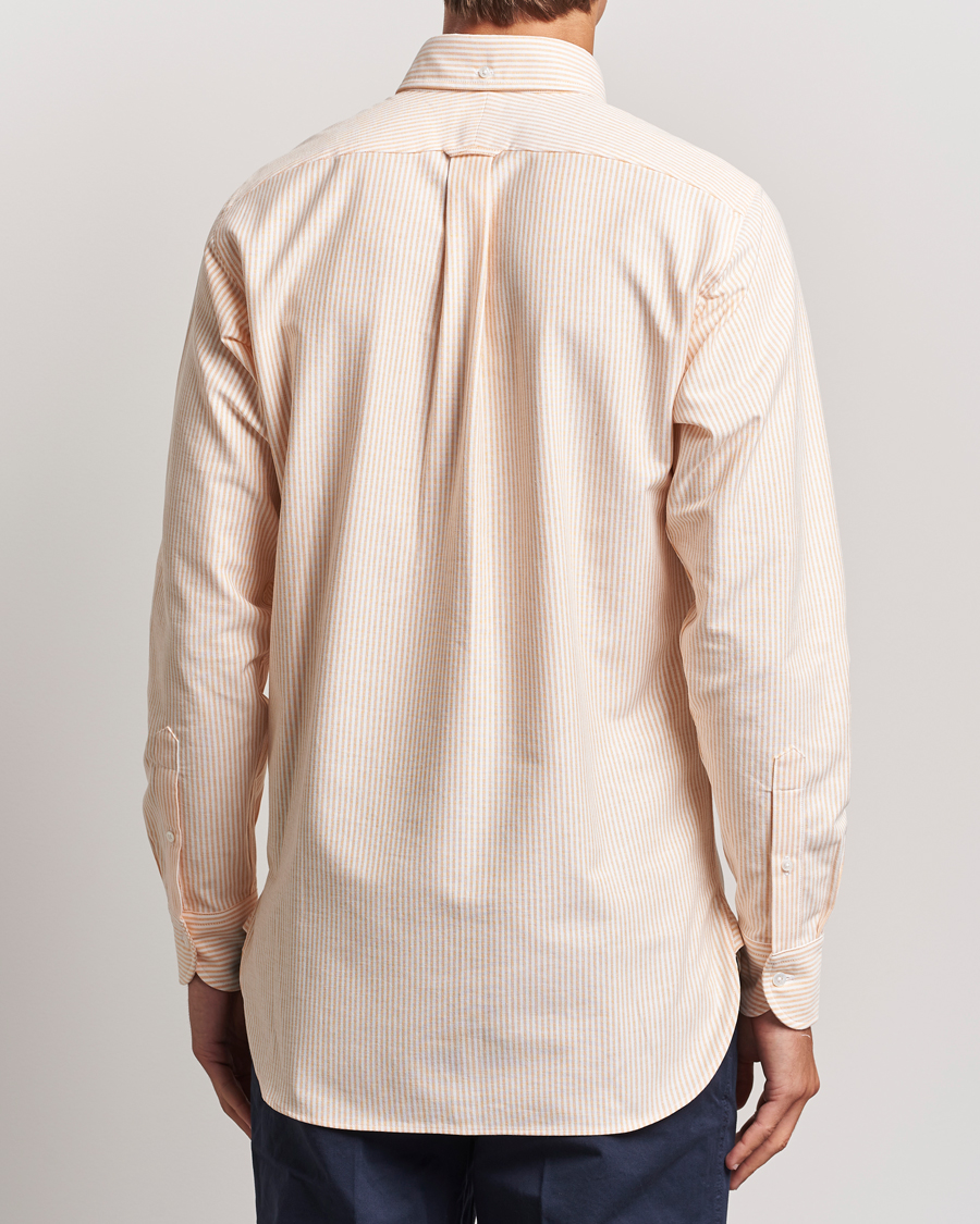 Homme | Chemises | Drake's | Striped Button Down Oxford Shirt Orange