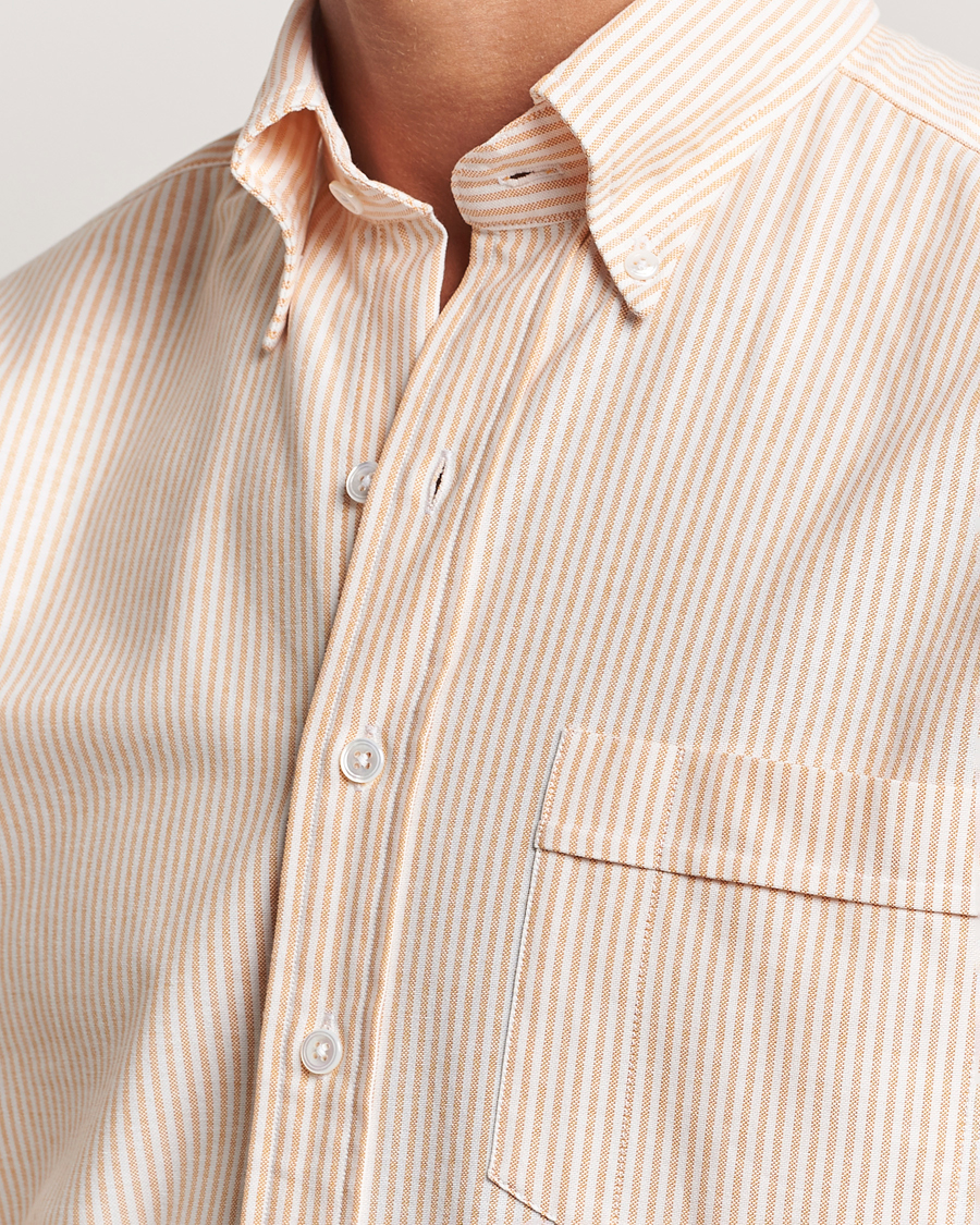 Homme | Chemises | Drake's | Striped Button Down Oxford Shirt Orange