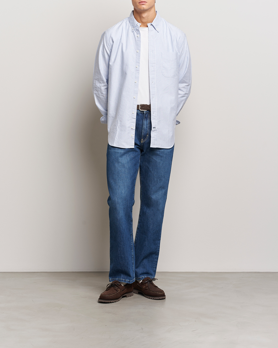 Homme | Chemises | Gitman Vintage | Button Down Striped Oxford Shirt Light Blue