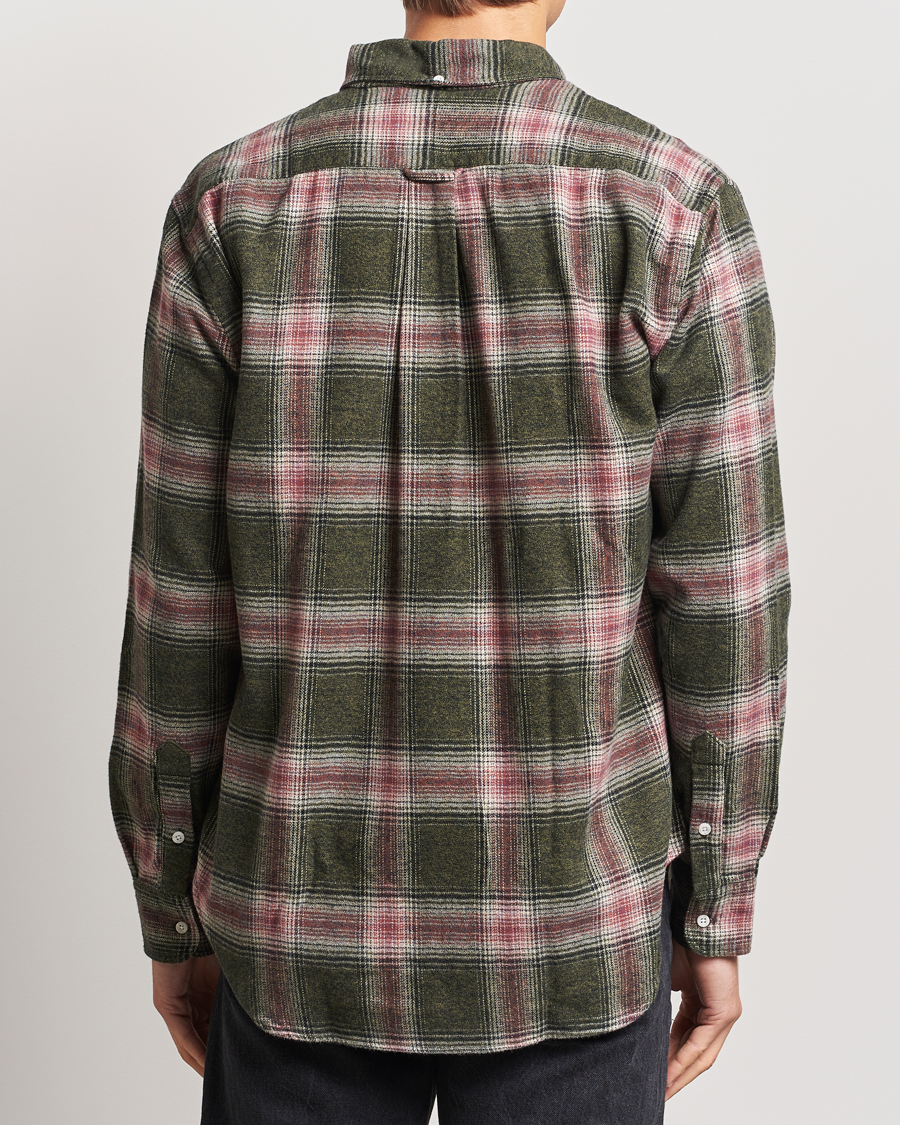 Homme | Chemises | Gitman Vintage | Button Down Brushed Flannel Shirt Olive Check