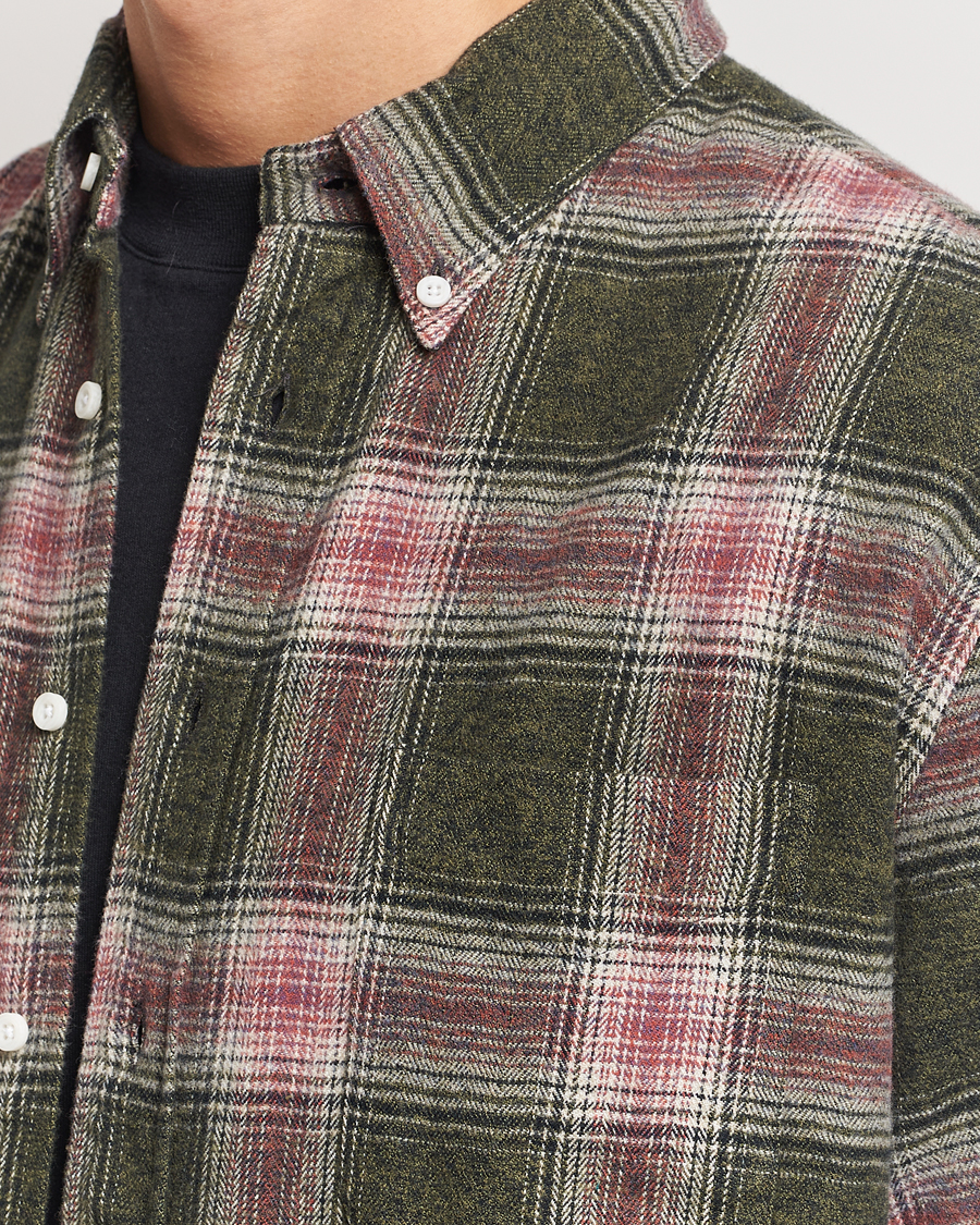Homme | Chemises | Gitman Vintage | Button Down Brushed Flannel Shirt Olive Check