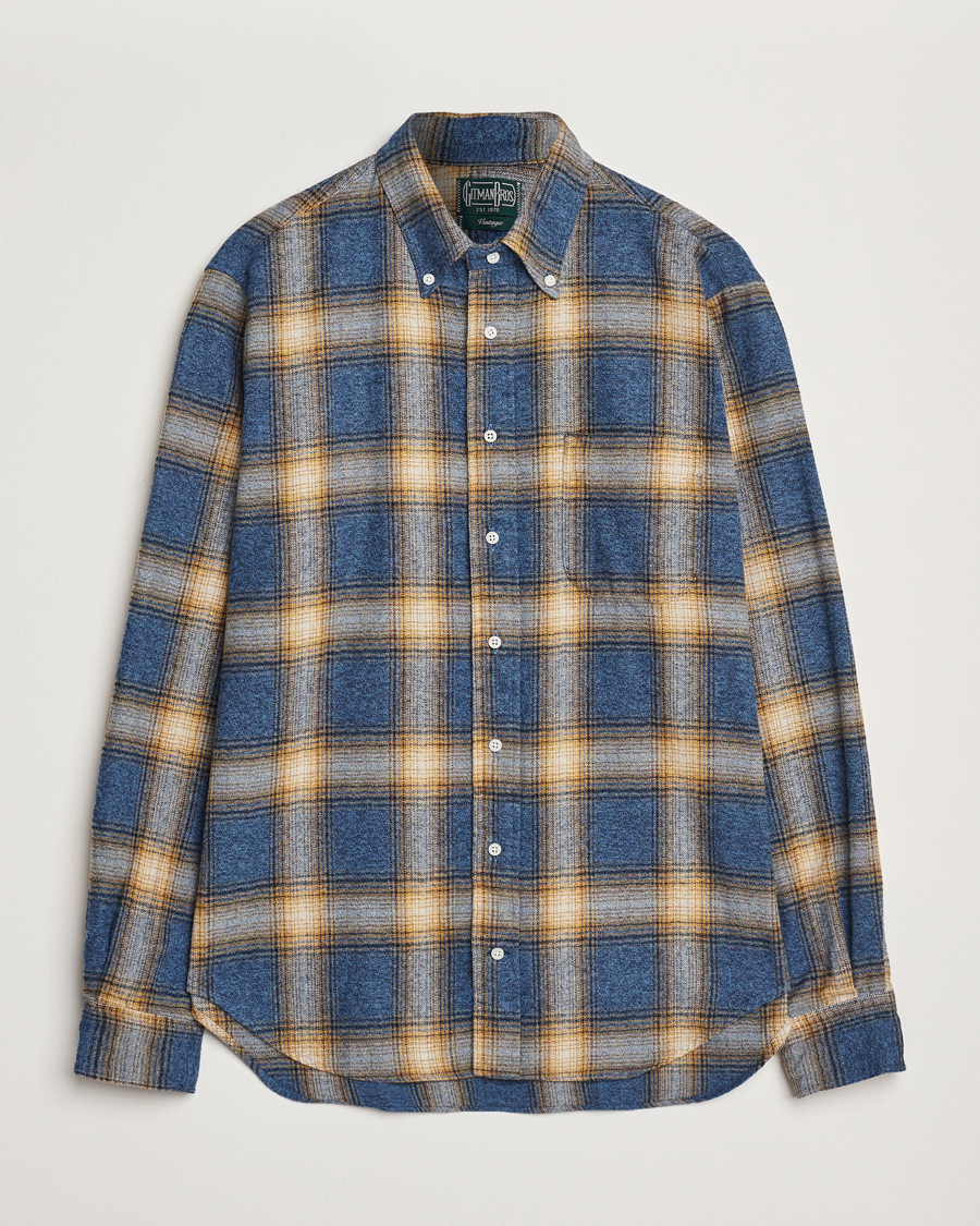 Homme | Chemises | Gitman Vintage | Button Down Brushed Flannel Shirt Blue Check