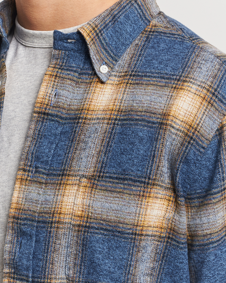 Homme | Chemises | Gitman Vintage | Button Down Brushed Flannel Shirt Blue Check