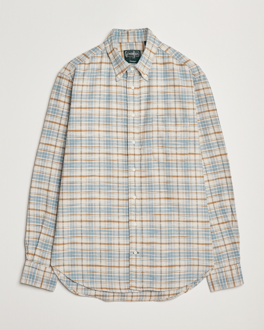 Homme | Chemises | Gitman Vintage | Button Down Heavy Flannel Shirt Ivory Check
