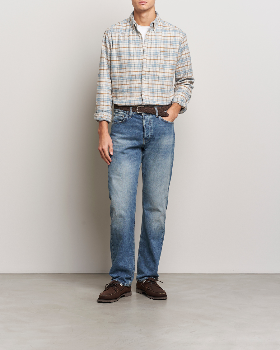 Homme | Chemises | Gitman Vintage | Button Down Heavy Flannel Shirt Ivory Check