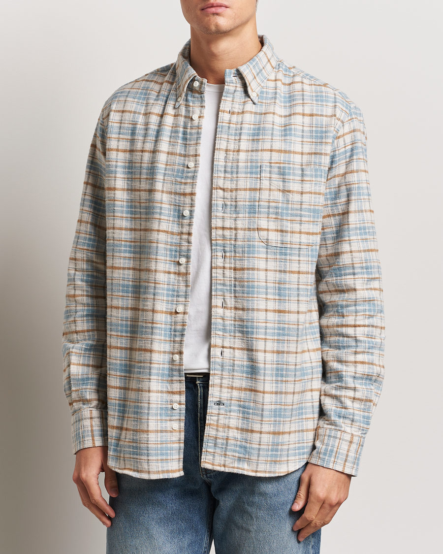 Homme | Chemises | Gitman Vintage | Button Down Heavy Flannel Shirt Ivory Check
