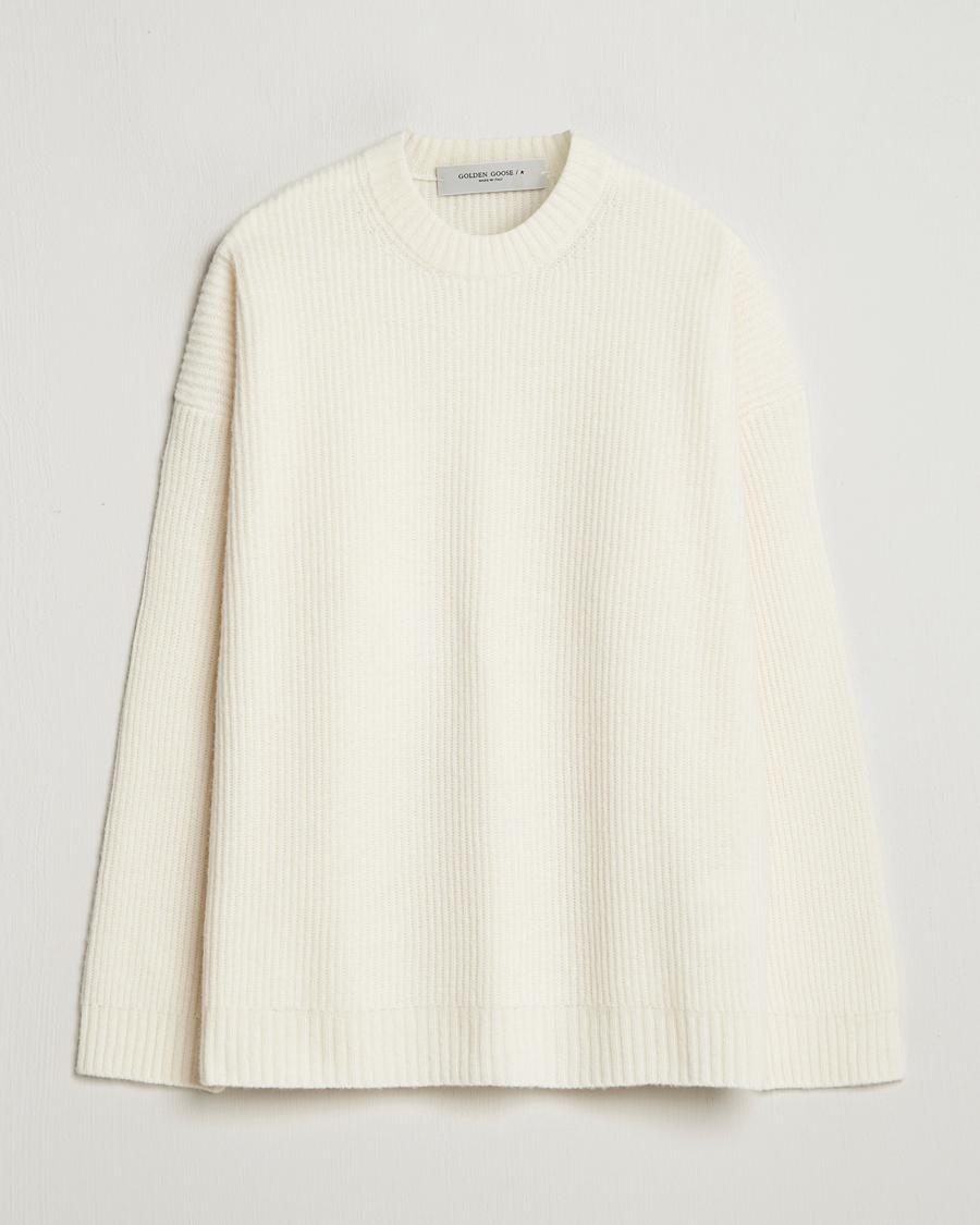 Homme | Pulls Et Tricots | Golden Goose | Brushed Rib Wool Sweater Heritage White