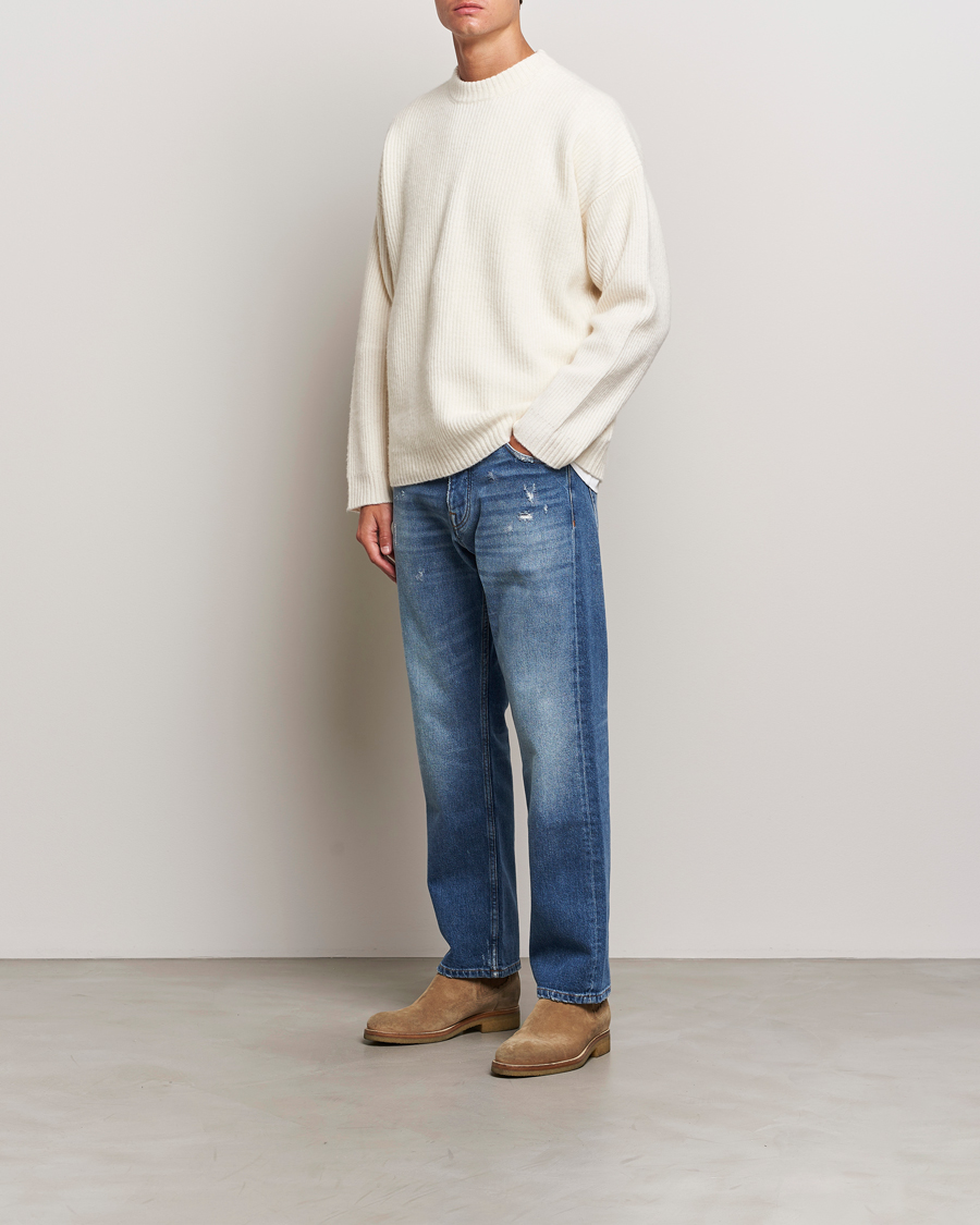 Homme | Pulls Et Tricots | Golden Goose | Brushed Rib Wool Sweater Heritage White