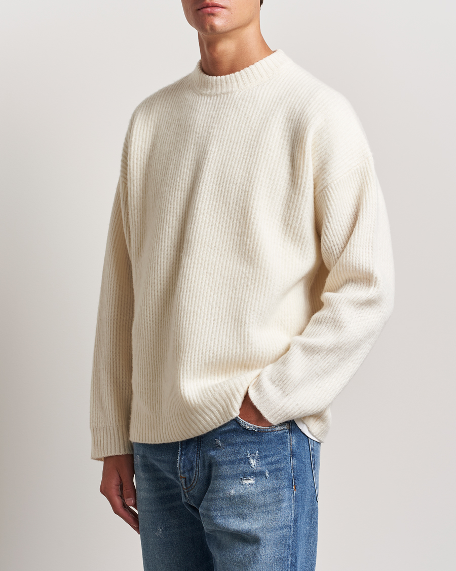 Homme | Pulls Et Tricots | Golden Goose | Brushed Rib Wool Sweater Heritage White