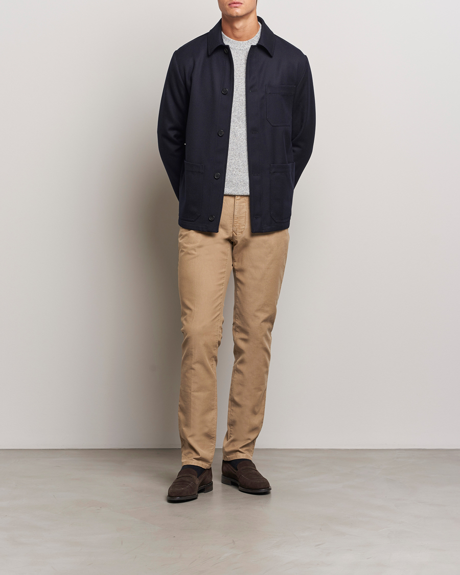 Homme | Pantalons | Incotex | Slim Fit Garment Dyed Slacks Beige