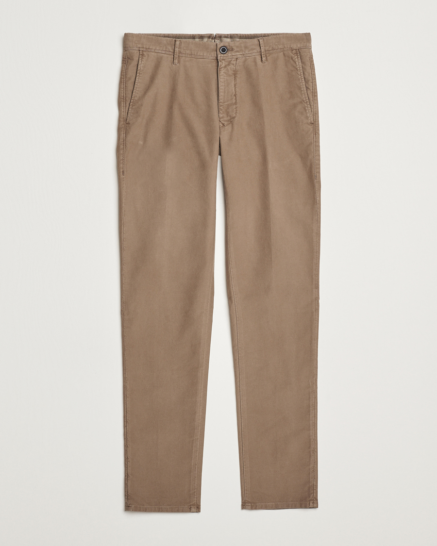 Homme | Pantalons | Incotex | Slim Fit Garment Dyed Slacks Brown