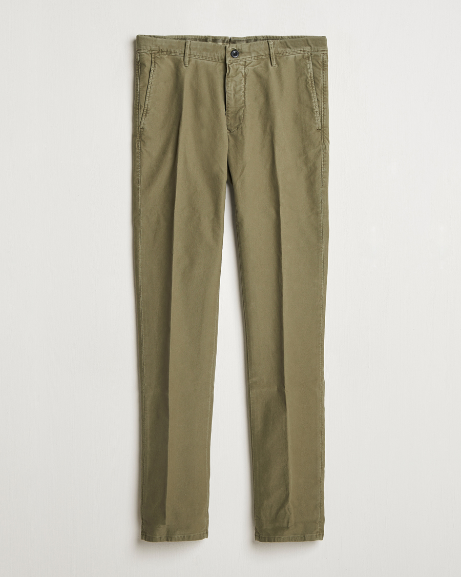 Homme | Pantalons | Incotex | Slim Fit Garment Dyed Slacks Dark Green