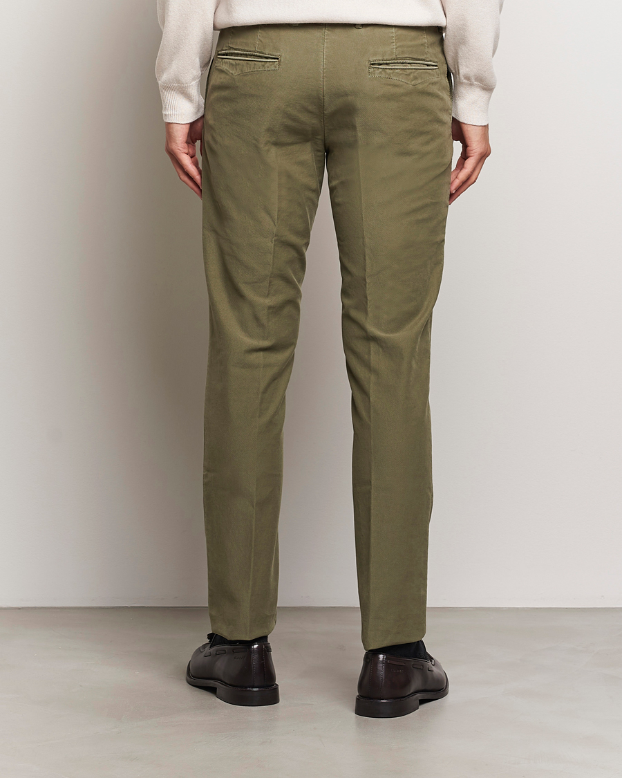 Homme | Pantalons | Incotex | Slim Fit Garment Dyed Slacks Dark Green