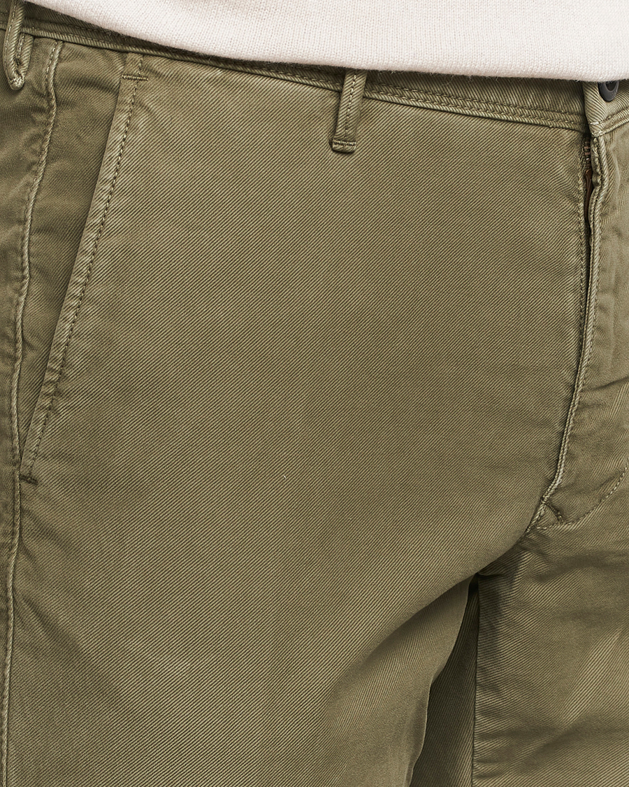 Homme | Pantalons | Incotex | Slim Fit Garment Dyed Slacks Dark Green