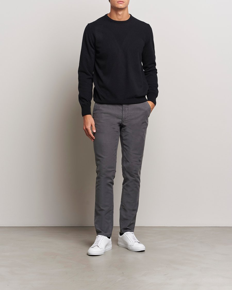 Homme | Pantalons | Incotex | Slim Fit Garment Dyed Slacks Dark Grey