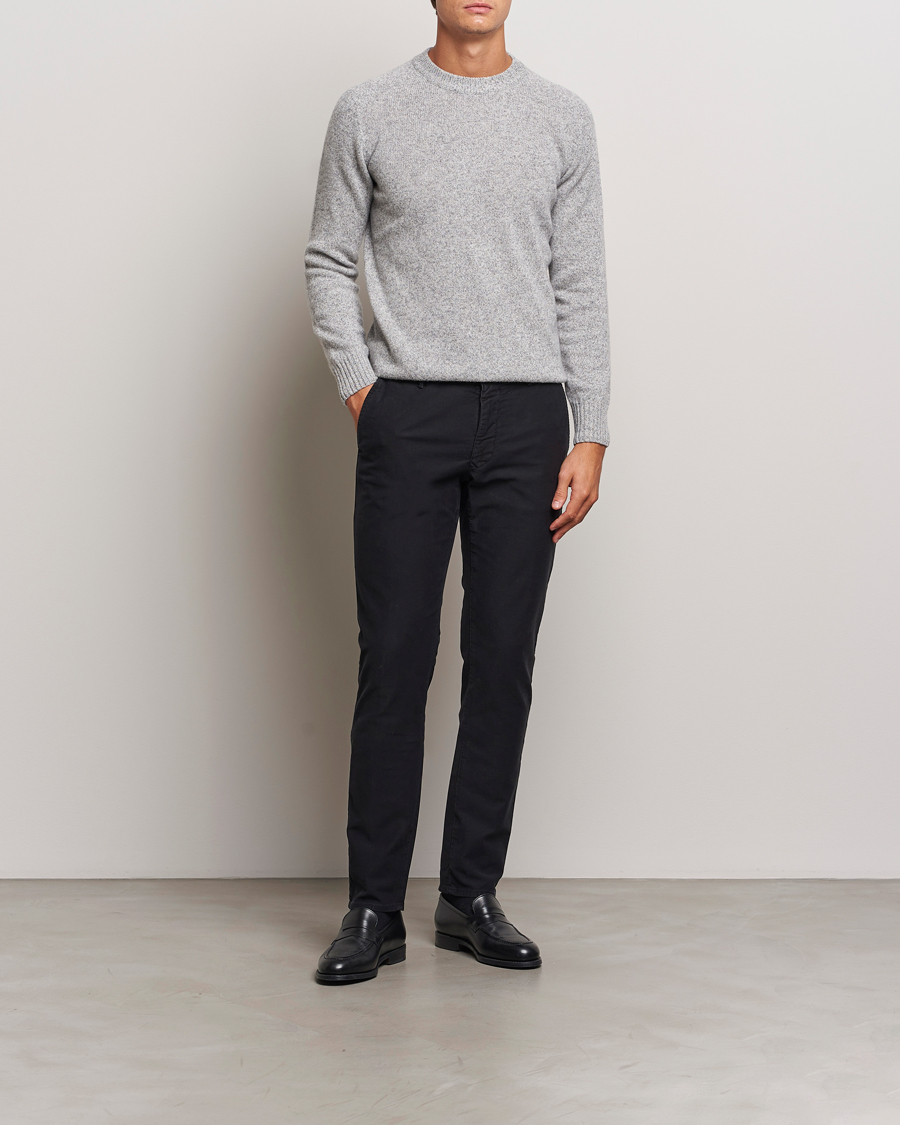 Homme | Pantalons | Incotex | Slim Fit Garment Dyed Slacks Black