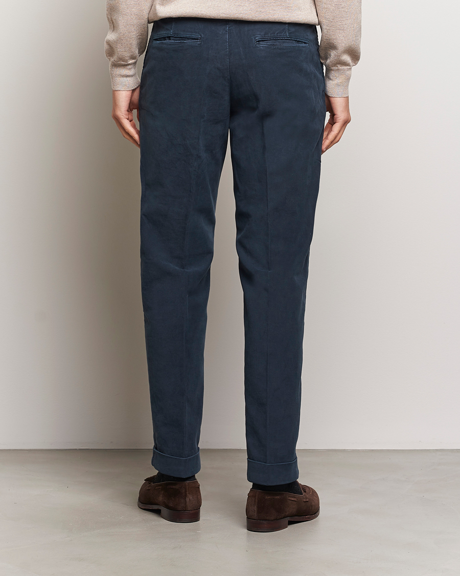 Homme | Pantalons | Incotex | Regular Fit Moleskin Slacks Navy