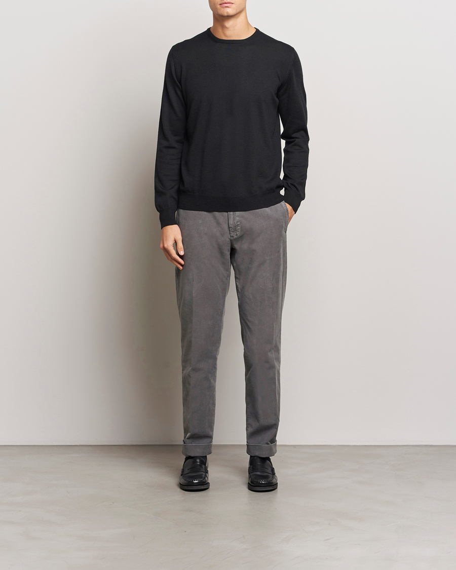 Homme | Pantalons | Incotex | Regular Fit Moleskin Slacks Dark Grey