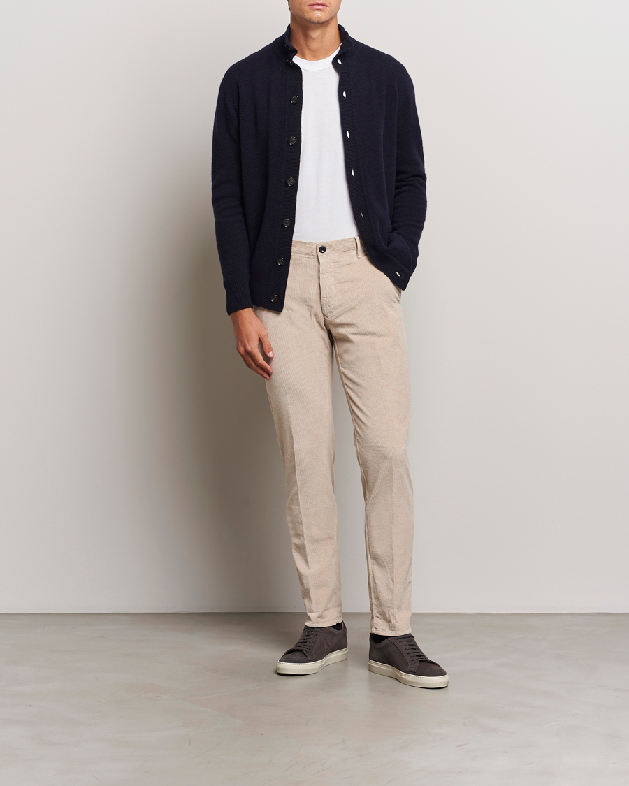 Homme | Pantalons | Incotex | Slim Fit Leisure Cord Slacks Light Beige